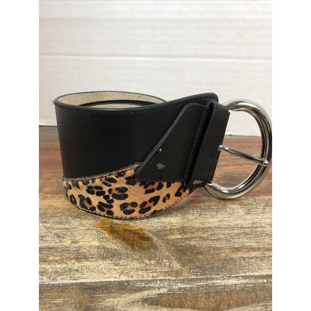 Chico's‎ Women's Wide Multi Material Stretch Belt with Animal Print 79984 Size M